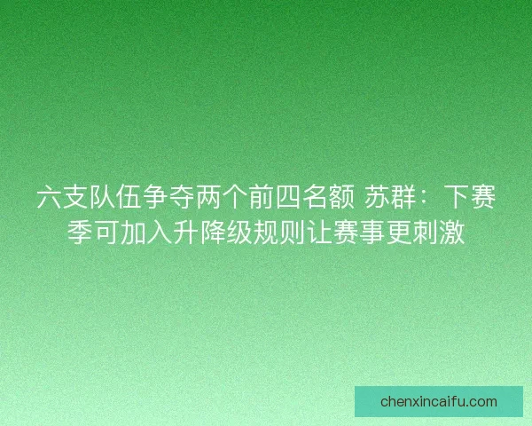 六支队伍争夺两个前四名额 苏群：下赛季可加入升降级规则让赛事更刺激